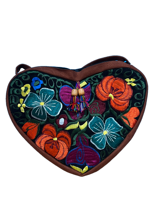 All Purpose Embroided Crossbody (Heart Shaped)